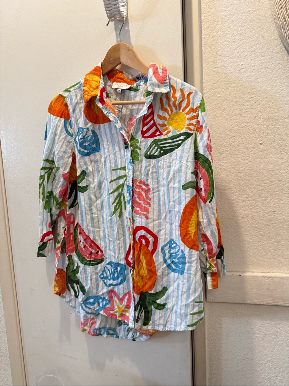 Calypso St. Barth Multicolor Tropical Print Button-Down Shirt